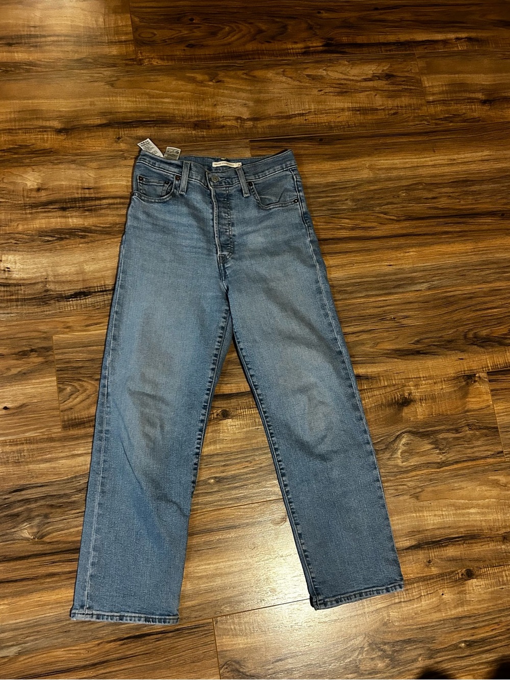 Classic High-Waist Straight Leg Jeans - Light Blue